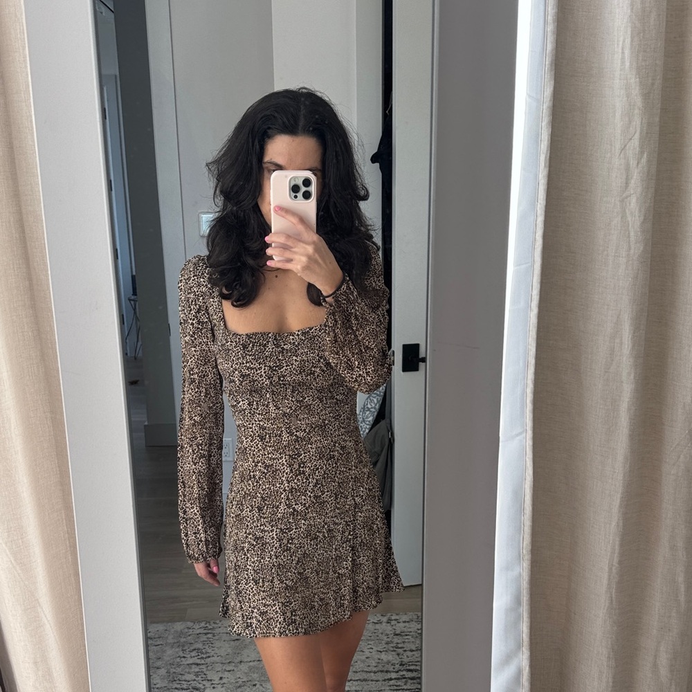 Flynn Skye Long Sleeve Brown Patterned Dress
